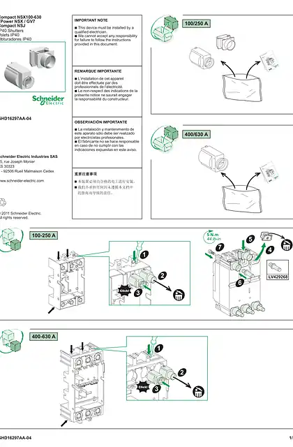 schneider施耐德ComPacT - IP40 Shutters_ FPower NSX and GV7 - 说明页